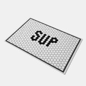 Sup Trendy Faux Tegel Black en White door Mat (Schuin)