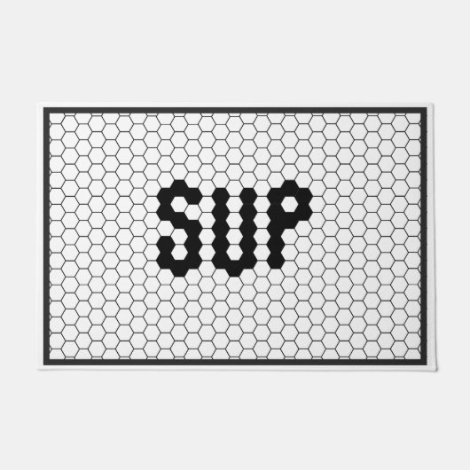 Sup Trendy Faux Tegel Black en White door Mat (Voorkant)