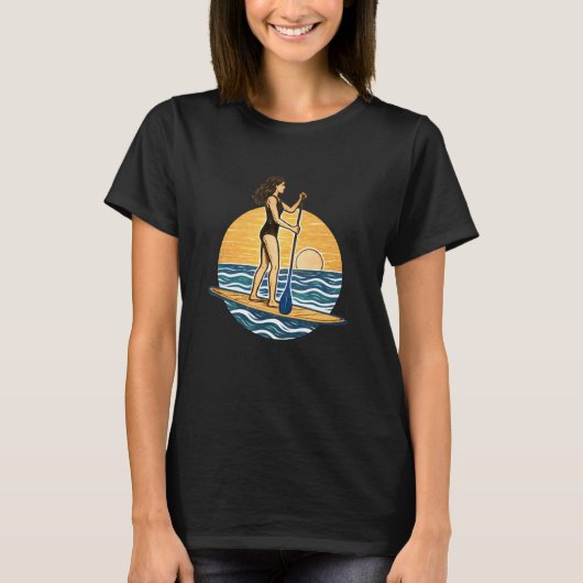 SUP Zonsondergang Peddel | Paddleboard Strand Graf T-shirt (Voorkant)