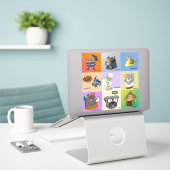 SupaheroNick Karakter Sticker Sheet, Set van 9 (Laptop op bureau)