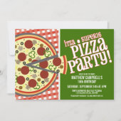 Super 16 Pizza Party-uitnodigingen Kaart (Voorkant)