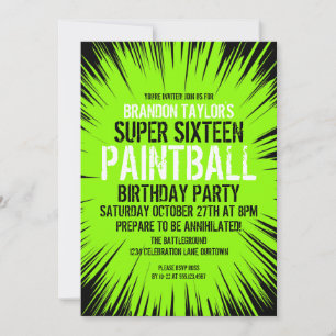 Super 16 Uitnodigingen van Paintball Party
