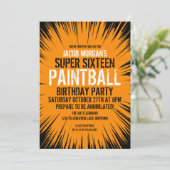 Super 16 Uitnodigingen van Paintball Party (Staand voorkant)