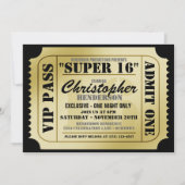 Super 16 VIP Ticket Style Party-uitnodigingen Kaart (Voorkant)