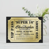 Super 16 VIP Ticket Style Party-uitnodigingen Kaart (Staand voorkant)