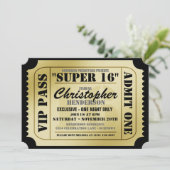 Super 16 VIP Ticket Style Party-uitnodigingen Kaart (Staand voorkant)