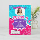 Super 5 Pink Purple Web Comic 5th Birthday  Kaart (Staand voorkant)