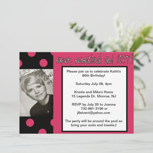 super 60e verjaardagsuitnodiging kaart (Staand voorkant)