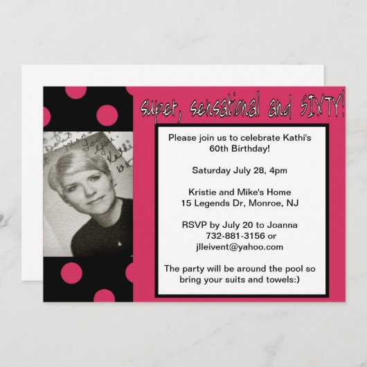 super 60e verjaardagsuitnodiging kaart (Voorkant / Achterkant)