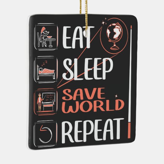 Super aardrijkskunde leraar redt wereld dank u ges keramisch ornament (Rechts)