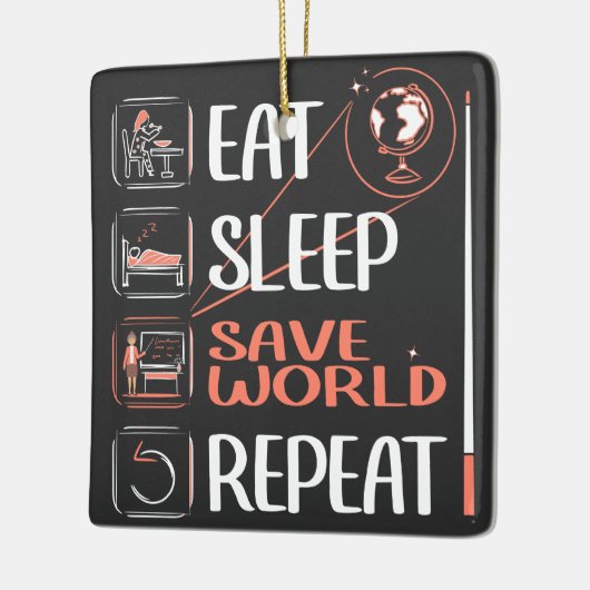 Super aardrijkskunde leraar redt wereld dank u ges keramisch ornament (Links)