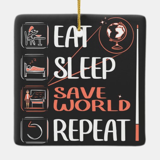 Super aardrijkskunde leraar redt wereld dank u ges keramisch ornament (Achterkant)