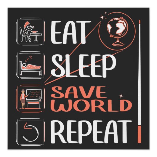 Super aardrijkskunde leraar redt wereld dank u ges perfect poster (Voorkant)