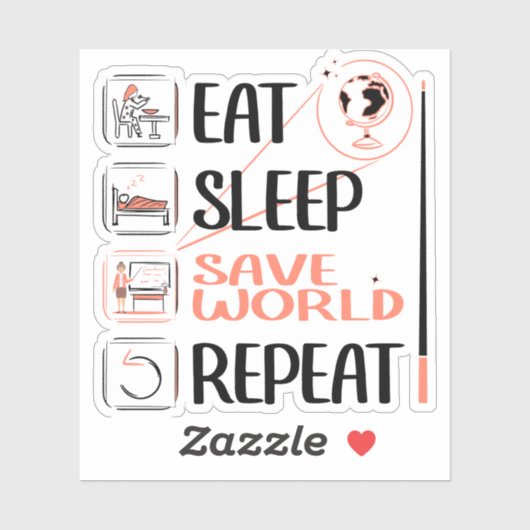 Super aardrijkskunde leraar redt wereld dank u ges sticker (Vel)