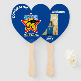 Super Afstudeerder-hart bewerkbare fotonaam Jaar Handwaaier