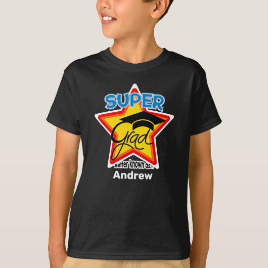 Super Afstudeerder Logo-On Dark-Personalize Naam e T-shirt (Voorkant)