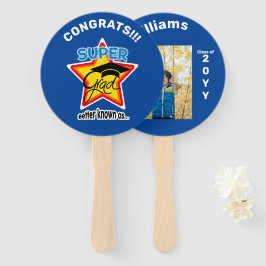 Super Afstudeerder-ronde bewerkbare fotonaam Jaar Handwaaier