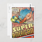 SUPER AMERIKAN PULP COMICS HERO VAN 1940 BRIEFKAART (Voorkant / Achterkant)