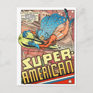 SUPER AMERIKAN PULP COMICS HERO VAN 1940 BRIEFKAART