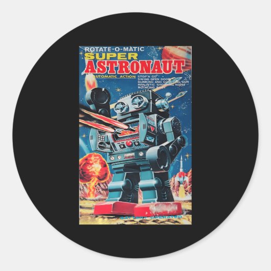 Super Astronaut Robot Oud Japans Speelgoed Ronde Sticker (Voorkant)