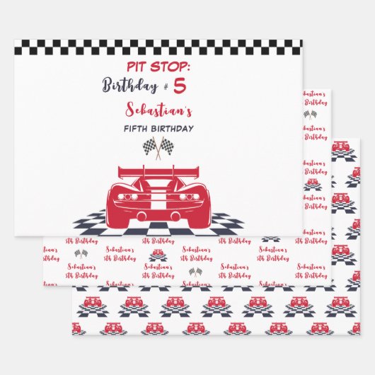 Super auto race kinderen verjaardag inpakpapier vel (Set)