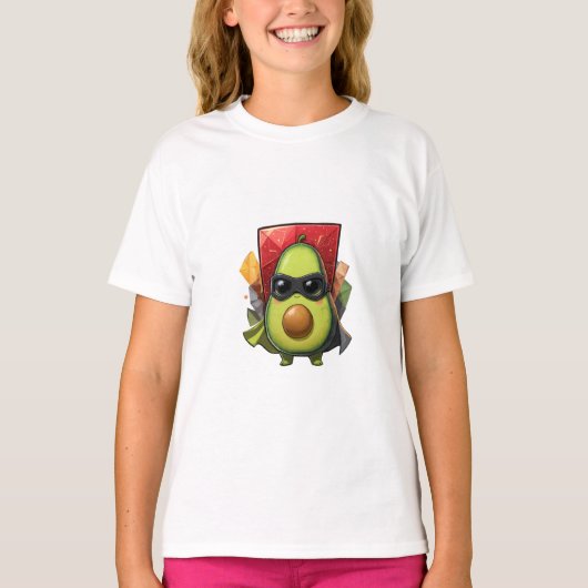 Super Avocado Helden Illustratie T-shirt (Voorkant)