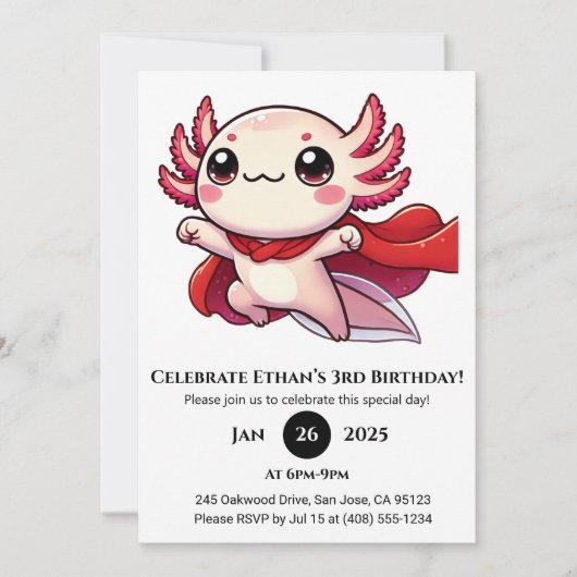 Super Axolotl Heldenverjaardag Kaart (Voorkant)