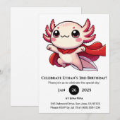 Super Axolotl Hero Birthday Kaart (Voorkant / Achterkant)