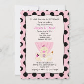Super Baby Girl Baby shower Invitation Scalloped Kaart (Voorkant)