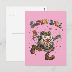 Super Bal Clown Grappige Voetbal Karakter Briefkaart