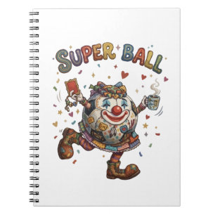 Super Bal Clown Grappige Voetbal Karakter Notitieboek