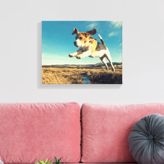 Super Beagle Dog - Premium verpakt Canvas (Insitu (Woonkamer))