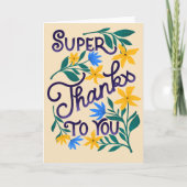 Super Bedankt Bloemen Hand-Lettered Kaart (Voorkant)