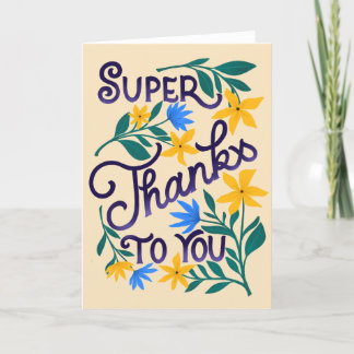 Super Bedankt Bloemen Hand-Lettered Kaart