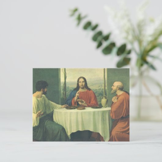  Super bij Emmaus met Jezus Christus Briefkaart (Staand voorkant)