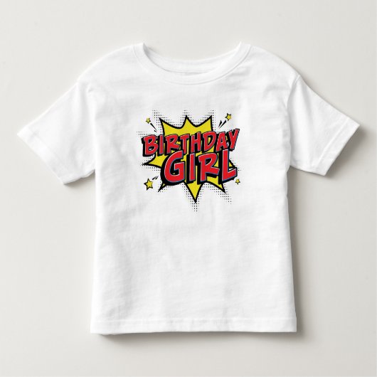 Super Birthday Hero - Meisjes Comic Verjaardag Shi Kinder Shirts (Voorkant)