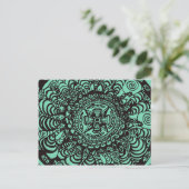 Super Black en Green Aztec Mandala Briefkaart (Staand voorkant)