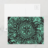 Super Black en Green Aztec Mandala Briefkaart (Voorkant / Achterkant)