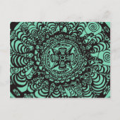 Super Black en Green Aztec Mandala Briefkaart (Voorkant)