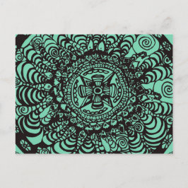 Super Black en Green Aztec Mandala Briefkaart