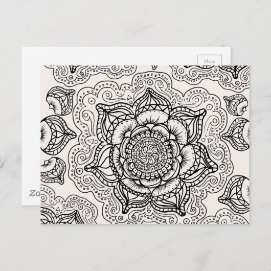 Super Black en White Mandala Pattern Briefkaart (Voorkant / Achterkant)