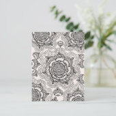 Super Black en White Mandala Pattern Briefkaart (Staand voorkant)