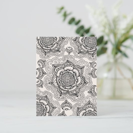 Super Black en White Mandala Pattern Briefkaart (Staand voorkant)