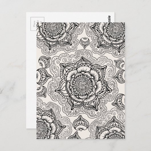 Super Black en White Mandala Pattern Briefkaart (Voorkant / Achterkant)
