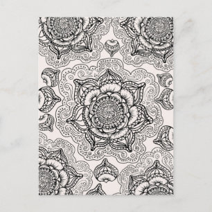 Super Black en White Mandala Pattern Briefkaart