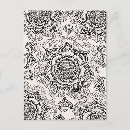 Super Black en White Mandala Pattern Briefkaart (Voorkant)