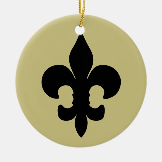 Super Black Fleur de lis Keramisch Ornament (Voorkant)