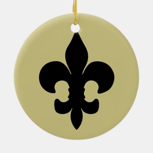 Super Black Fleur de lis Keramisch Ornament (Achterkant)