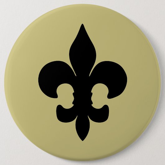 Super Black Fleur de lis Ronde Button 6,0 Cm (Voorkant)