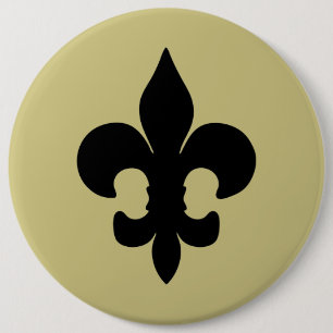 Super Black Fleur de lis Ronde Button 6,0 Cm